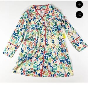 Summersalt The Cloud 9 Silky Button Front Multi Cheetah Leopard Shirt Top XS